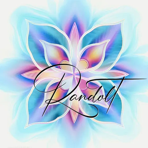 Colorful floral mandala with a central script text on a light background, featuring blue, pink, and turquoise hues.