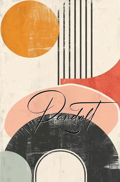 Abstract geometric art with retro circles, arches, and "Painful" script overlay in black.