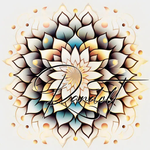 Intricate mandala design with soft gradients and "Pandoti" text overlay in elegant script.