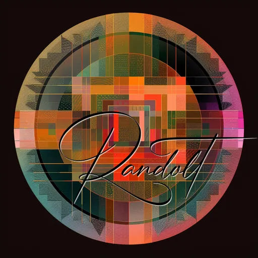 Colorful geometric pattern with the word 'Randolt' in elegant cursive.