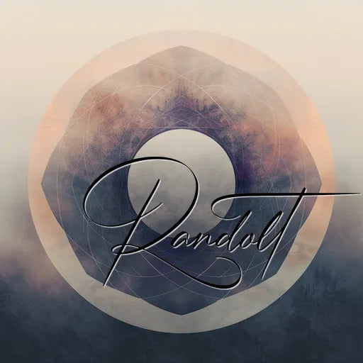 Abstract design with circular patterns and the word 'Randolt' in cursive on a misty background.