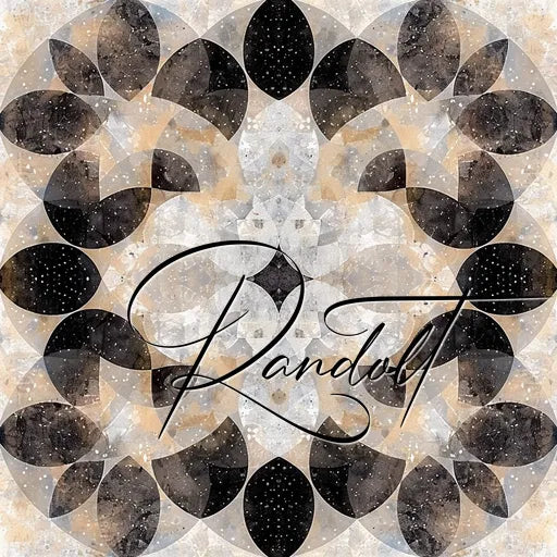 Abstract geometric design with intersecting circles and stars, featuring the word 'Kandolt' in elegant script.