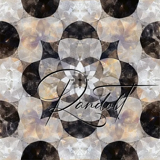 Abstract geometric pattern with overlapping circles and earthy tones, featuring the word 'Randolt' in cursive.