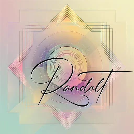 Abstract design with overlapping geometric patterns and the word 'Randolt' in elegant script.