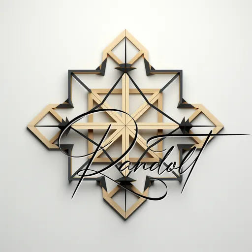 Geometric wooden wall art with intersecting 3D lines and shapes, featuring elegant script text overlay.