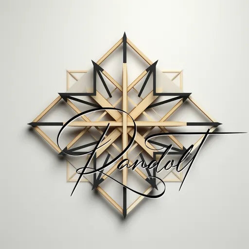 Geometric wooden art piece with intersecting star shapes and elegant handwritten-style text overlay.