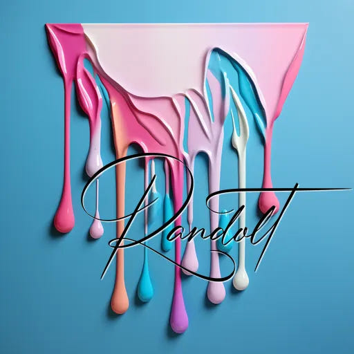 Colorful paint drips on canvas background with 'Randoli' text overlay.