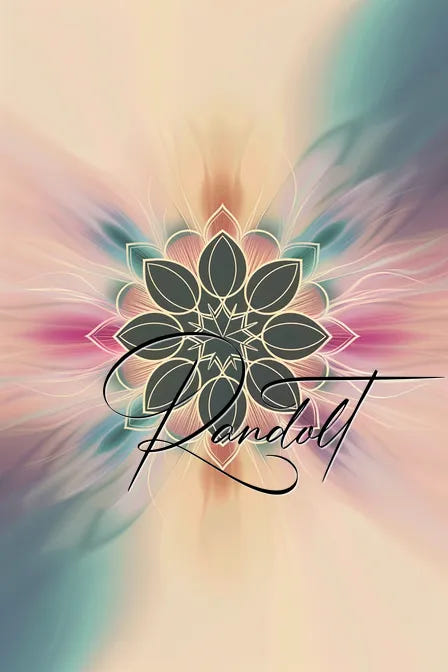 Abstract mandala with pastel tones and elegant script text overlay on a soft blurred background.