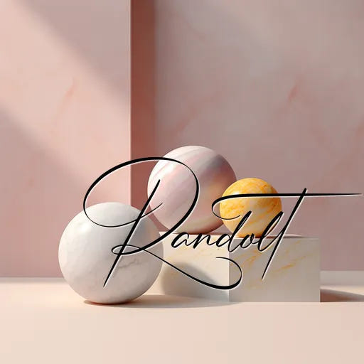 Artistic minimal composition with marbled spheres and elegant calligraphy text on a neutral background.