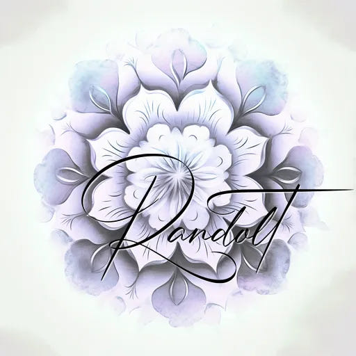 Ornate mandala with pastel colors and the word 'Randolt' in elegant script overlay.