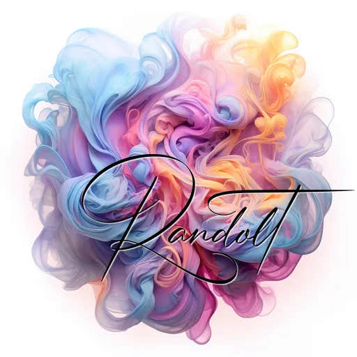 Abstract artwork with swirling pastel colors and cursive text reading 'Randolt' across the center.