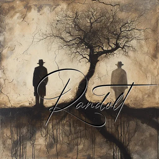 Silhouettes of two figures and a barren tree on a textured background with the word 'Randolt' overlaid artistically.