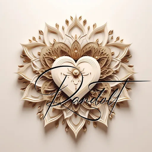 Intricate paper art with layered floral design and a heart, featuring elegant cursive text overlay.