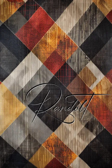 Plaid pattern with overlapping red, yellow, and dark tones, displaying a textured appearance.