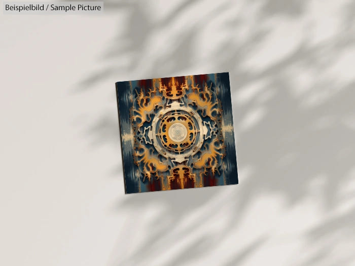 Intricate circular design with ornate patterns in a square frame on a light background.