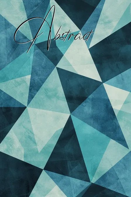 Abstract geometric design with blue and green triangular shapes and 'Abstract' text overlay.